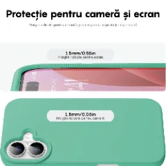 Husa iPhone 16 Casey Studios Premium Soft Silicone, de Protectie, Slim, pentru Incarcare Wireless, Margini Ridicate pentru Protectia Ecranului si a Camerelor Webster Green