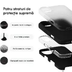 Husa iPhone 16 Casey Studios Premium Soft Silicone, de Protectie, Slim, pentru Incarcare Wireless, Margini Ridicate pentru Protectia Ecranului si a Camerelor Negru