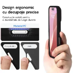 Husa iPhone 16 Casey Studios Premium Soft Silicone, de Protectie, Slim, pentru Incarcare Wireless, Margini Ridicate pentru Protectia Ecranului si a Camerelor Negru