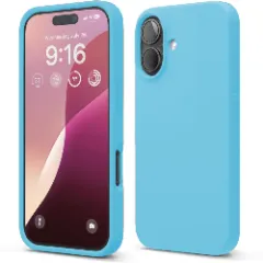 Husa iPhone 16 Casey Studios Premium Soft Silicone, de Protectie, Slim, pentru Incarcare Wireless, Margini Ridicate pentru Protectia Ecranului si a Camerelor Cadet Blue 