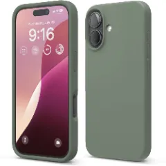 Husa iPhone 16 Casey Studios Premium Soft Silicone, de Protectie, Slim, pentru Incarcare Wireless, Margini Ridicate pentru Protectia Ecranului si a Camerelor Dark Grey 