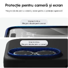 Husa iPhone 16 Plus Casey Studios Premium Soft Silicone, de Protectie, Slim, pentru Incarcare Wireless, Margini Ridicate pentru Protectia Ecranului si a Camerelor Negru