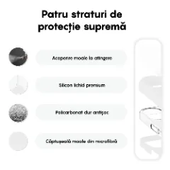 Husa iPhone 16 Plus Casey Studios Premium Soft Silicone, de Protectie, Slim, pentru Incarcare Wireless, Margini Ridicate pentru Protectia Ecranului si a Camerelor Alb