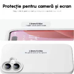 Husa iPhone 16 Plus Casey Studios Premium Soft Silicone, de Protectie, Slim, pentru Incarcare Wireless, Margini Ridicate pentru Protectia Ecranului si a Camerelor Alb