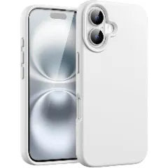 Husa iPhone 16 Plus Casey Studios Premium Soft Silicone, de Protectie, Slim, pentru Incarcare Wireless, Margini Ridicate pentru Protectia Ecranului si a Camerelor Alb 