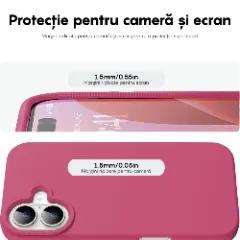 Husa iPhone 16 Plus Casey Studios Premium Soft Silicone, de Protectie, Slim, pentru Incarcare Wireless, Margini Ridicate pentru Protectia Ecranului si a Camerelor Burgundy