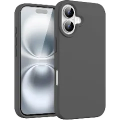 Husa iPhone 16 Plus Casey Studios Premium Soft Silicone, de Protectie, Slim, pentru Incarcare Wireless, Margini Ridicate pentru Protectia Ecranului si a Camerelor Dark Grey 