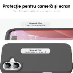 Husa iPhone 16 Plus Casey Studios Premium Soft Silicone, de Protectie, Slim, pentru Incarcare Wireless, Margini Ridicate pentru Protectia Ecranului si a Camerelor Dark Grey