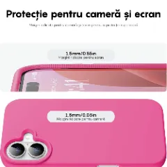 Husa iPhone 16 Plus Casey Studios Premium Soft Silicone, de Protectie, Slim, pentru Incarcare Wireless, Margini Ridicate pentru Protectia Ecranului si a Camerelor Fuchsia