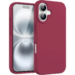 Husa iPhone 16 Plus Casey Studios Premium Soft Silicone, de Protectie, Slim, pentru Incarcare Wireless, Margini Ridicate pentru Protectia Ecranului si a Camerelor Burgundy 