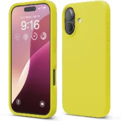 Husa iPhone 16 Plus Casey Studios Premium Soft Silicone, de Protectie, Slim, pentru Incarcare Wireless, Margini Ridicate pentru Protectia Ecranului si a Camerelor Galben