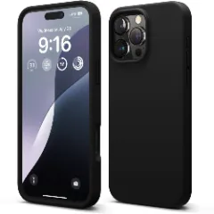 Husa iPhone 16 Pro Casey Studios Premium Soft Silicone, de Protectie, Slim, pentru Incarcare Wireless, Margini Ridicate pentru Protectia Ecranului si a Camerelor Negru 