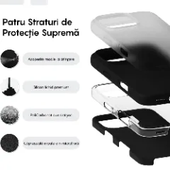 Husa iPhone 16 Pro Casey Studios Premium Soft Silicone, de Protectie, Slim, pentru Incarcare Wireless, Margini Ridicate pentru Protectia Ecranului si a Camerelor Negru