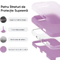 Husa iPhone 16 Pro Casey Studios Premium Soft Silicone, de Protectie, Slim, pentru Incarcare Wireless, Margini Ridicate pentru Protectia Ecranului si a Camerelor Light Purple