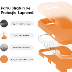 Husa iPhone 16 Pro Casey Studios Premium Soft Silicone, de Protectie, Slim, pentru Incarcare Wireless, Margini Ridicate pentru Protectia Ecranului si a Camerelor Nectarine