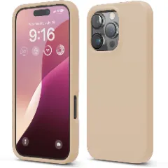 Husa iPhone 16 Pro Casey Studios Premium Soft Silicone, de Protectie, Slim, pentru Incarcare Wireless, Margini Ridicate pentru Protectia Ecranului si a Camerelor Pink Sand 