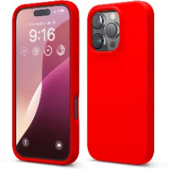 Husa iPhone 16 Pro Casey Studios Premium Soft Silicone, de Protectie, Slim, pentru Incarcare Wireless, Margini Ridicate pentru Protectia Ecranului si a Camerelor Rosu 