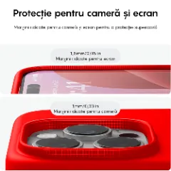 Husa iPhone 16 Pro Casey Studios Premium Soft Silicone, de Protectie, Slim, pentru Incarcare Wireless, Margini Ridicate pentru Protectia Ecranului si a Camerelor Rosu