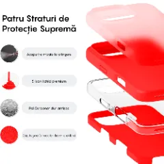 Husa iPhone 16 Pro Casey Studios Premium Soft Silicone, de Protectie, Slim, pentru Incarcare Wireless, Margini Ridicate pentru Protectia Ecranului si a Camerelor Rosu