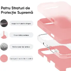 Husa iPhone 16 Pro Casey Studios Premium Soft Silicone, de Protectie, Slim, pentru Incarcare Wireless, Margini Ridicate pentru Protectia Ecranului si a Camerelor Roz