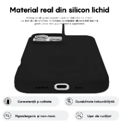 Husa iPhone 16 Pro Casey Studios Premium Soft Silicone, de Protectie, Slim, pentru Incarcare Wireless, Margini Ridicate pentru Protectia Ecranului si a Camerelor Negru