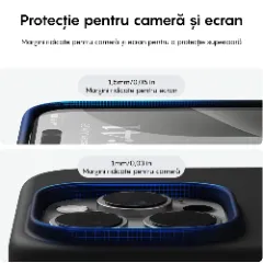 Husa iPhone 16 Pro Casey Studios Premium Soft Silicone, de Protectie, Slim, pentru Incarcare Wireless, Margini Ridicate pentru Protectia Ecranului si a Camerelor Negru