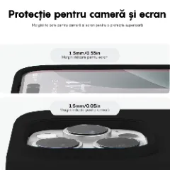 Husa iPhone 16 Pro Casey Studios Premium Soft Silicone, de Protectie, Slim, pentru Incarcare Wireless, Margini Ridicate pentru Protectia Ecranului si a Camerelor Negru