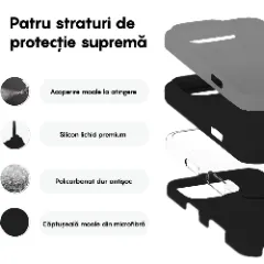 Husa iPhone 16 Pro Casey Studios Premium Soft Silicone, de Protectie, Slim, pentru Incarcare Wireless, Margini Ridicate pentru Protectia Ecranului si a Camerelor Negru