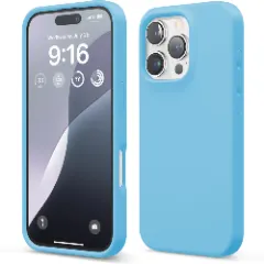 Husa iPhone 16 Pro Casey Studios Premium Soft Silicone, de Protectie, Slim, pentru Incarcare Wireless, Margini Ridicate pentru Protectia Ecranului si a Camerelor Cadet Blue 