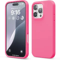 Husa iPhone 16 Pro Casey Studios Premium Soft Silicone, de Protectie, Slim, pentru Incarcare Wireless, Margini Ridicate pentru Protectia Ecranului si a Camerelor Fuchsia 