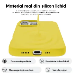 Husa iPhone 16 Pro Casey Studios Premium Soft Silicone, de Protectie, Slim, pentru Incarcare Wireless, Margini Ridicate pentru Protectia Ecranului si a Camerelor Galben