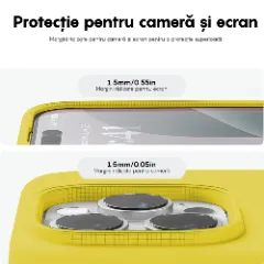 Husa iPhone 16 Pro Casey Studios Premium Soft Silicone, de Protectie, Slim, pentru Incarcare Wireless, Margini Ridicate pentru Protectia Ecranului si a Camerelor Galben