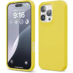 Husa iPhone 16 Pro Casey Studios Premium Soft Silicone, de Protectie, Slim, pentru Incarcare Wireless, Margini Ridicate pentru Protectia Ecranului si a Camerelor Galben 