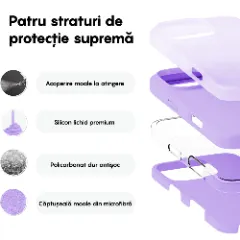 Husa iPhone 16 Pro Casey Studios Premium Soft Silicone, de Protectie, Slim, pentru Incarcare Wireless, Margini Ridicate pentru Protectia Ecranului si a Camerelor Light Lilac