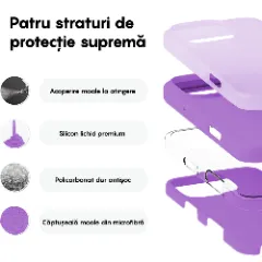 Husa iPhone 16 Pro Casey Studios Premium Soft Silicone, de Protectie, Slim, pentru Incarcare Wireless, Margini Ridicate pentru Protectia Ecranului si a Camerelor Light Purple