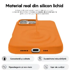 Husa iPhone 16 Pro Casey Studios Premium Soft Silicone, de Protectie, Slim, pentru Incarcare Wireless, Margini Ridicate pentru Protectia Ecranului si a Camerelor Nectarine