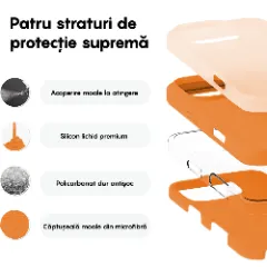 Husa iPhone 16 Pro Casey Studios Premium Soft Silicone, de Protectie, Slim, pentru Incarcare Wireless, Margini Ridicate pentru Protectia Ecranului si a Camerelor Nectarine