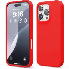 Husa iPhone 16 Pro Casey Studios Premium Soft Silicone, de Protectie, Slim, pentru Incarcare Wireless, Margini Ridicate pentru Protectia Ecranului si a Camerelor Rosu 
