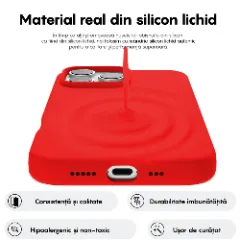 Husa iPhone 16 Pro Casey Studios Premium Soft Silicone, de Protectie, Slim, pentru Incarcare Wireless, Margini Ridicate pentru Protectia Ecranului si a Camerelor Rosu