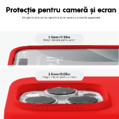 Husa iPhone 16 Pro Casey Studios Premium Soft Silicone, de Protectie, Slim, pentru Incarcare Wireless, Margini Ridicate pentru Protectia Ecranului si a Camerelor Rosu