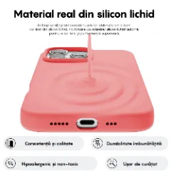 Husa iPhone 16 Pro Casey Studios Premium Soft Silicone, de Protectie, Slim, pentru Incarcare Wireless, Margini Ridicate pentru Protectia Ecranului si a Camerelor Roz