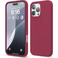Husa iPhone 16 Pro Casey Studios Premium Soft Silicone, de Protectie, Slim, pentru Incarcare Wireless, Margini Ridicate pentru Protectia Ecranului si a Camerelor Burgundy