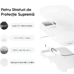 Husa iPhone 16 Pro Casey Studios Premium Soft Silicone, de Protectie, Slim, pentru Incarcare Wireless, Margini Ridicate pentru Protectia Ecranului si a Camerelor Alb