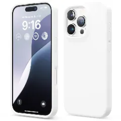 Husa iPhone 16 Pro Casey Studios Premium Soft Silicone, de Protectie, Slim, pentru Incarcare Wireless, Margini Ridicate pentru Protectia Ecranului si a Camerelor Alb 