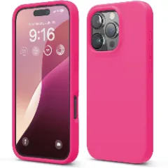 Husa iPhone 16 Pro Casey Studios Premium Soft Silicone, de Protectie, Slim, pentru Incarcare Wireless, Margini Ridicate pentru Protectia Ecranului si a Camerelor Fuchsia 