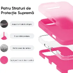 Husa iPhone 16 Pro Casey Studios Premium Soft Silicone, de Protectie, Slim, pentru Incarcare Wireless, Margini Ridicate pentru Protectia Ecranului si a Camerelor Fuchsia