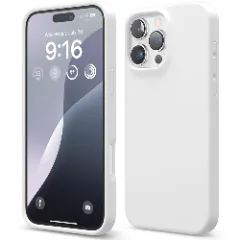 Husa iPhone 16 Pro Max Casey Studios Premium Soft Silicone, de Protectie, Slim, pentru Incarcare Wireless, Margini Ridicate pentru Protectia Ecranului si a Camerelor Alb