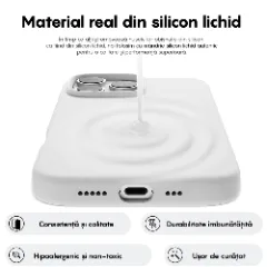 Husa iPhone 16 Pro Max Casey Studios Premium Soft Silicone, de Protectie, Slim, pentru Incarcare Wireless, Margini Ridicate pentru Protectia Ecranului si a Camerelor Alb