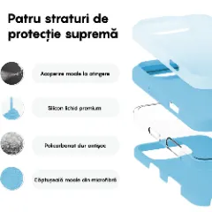 Husa iPhone 16 Pro Max Casey Studios Premium Soft Silicone, de Protectie, Slim, pentru Incarcare Wireless, Margini Ridicate pentru Protectia Ecranului si a Camerelor Cadet Blue