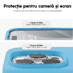 Husa iPhone 16 Pro Max Casey Studios Premium Soft Silicone, de Protectie, Slim, pentru Incarcare Wireless, Margini Ridicate pentru Protectia Ecranului si a Camerelor Cadet Blue